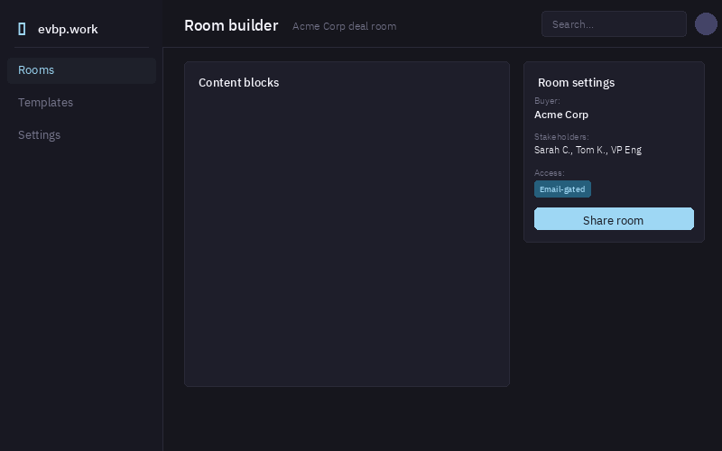 Demo of the deal room and business case builder