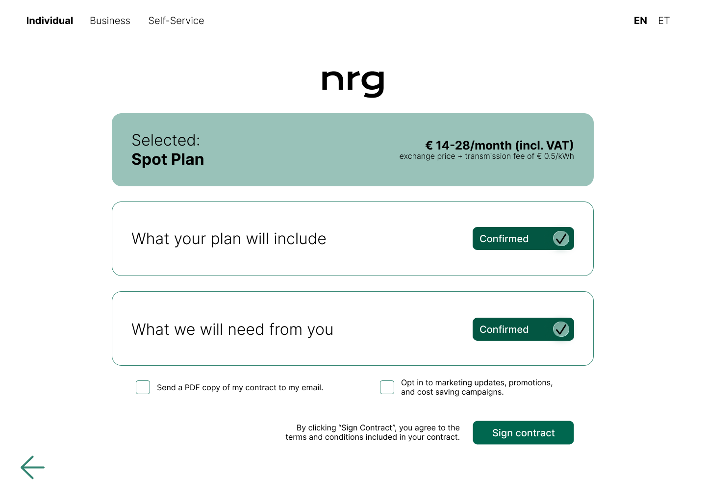 Onboarding prototype screen