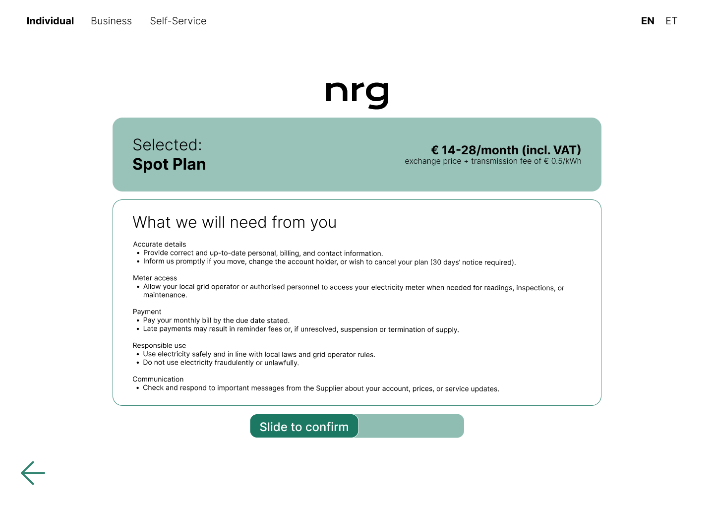 Onboarding prototype screen