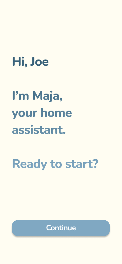 MAJA — app welcome screen